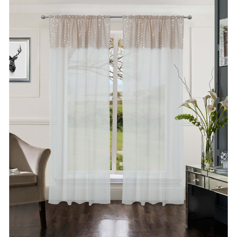 Athema Slot Top Sheer Curtain Pair, Width 142 x Drop 137 cm, Silver