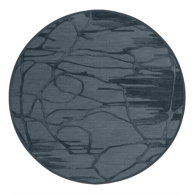 Tapis noir lavable à la machine, Rond 4 pi