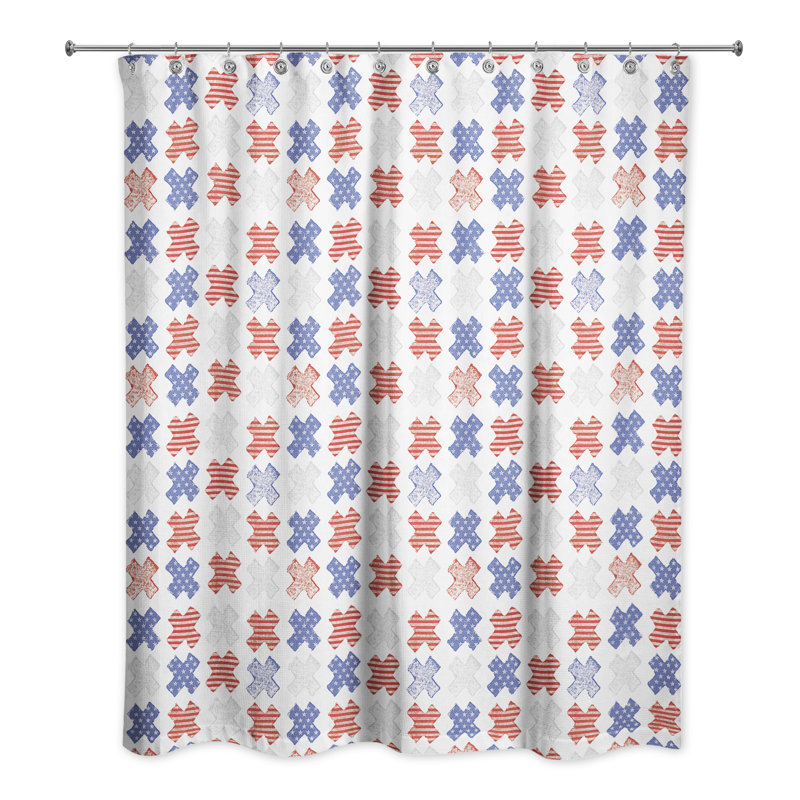 Rideau de douche simple géométrique et crochets Corington