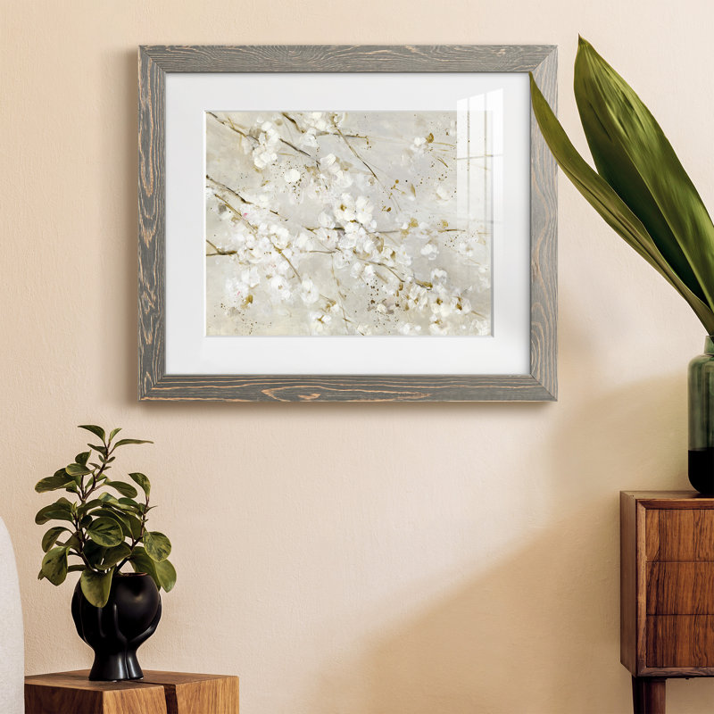 Soft Spring Blossoms - Peinture encadrée, H 20 po x l 17 po x P 1,5 po, Encadré gris