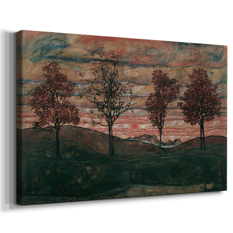 Egon Schiele «Four Trees (Vier Bäume)», art mural de qualité musée sur toile tendue, 8 x 12