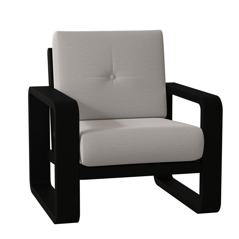 Vale Aluminum Outdoor Lounge Chair, Impact Vapor Gray Sunbrella®, Textured Black
