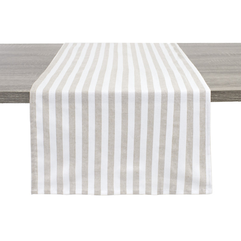 Chemin de table en coton beige rayé Everyday Design, 36 po x 16 po
