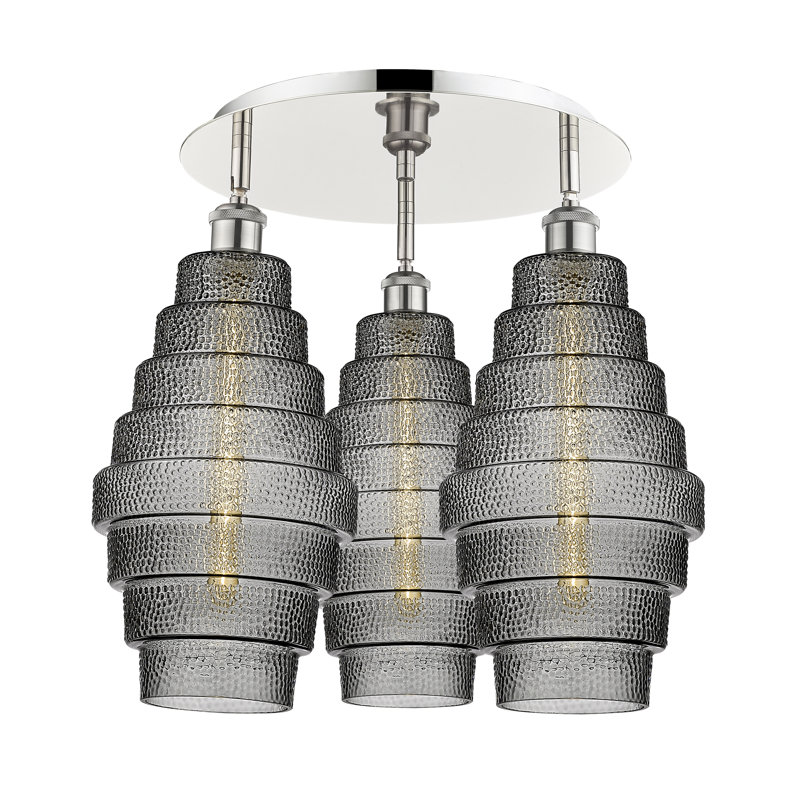 Plafonnier encastré Cascade, Nickel poli, Fumée