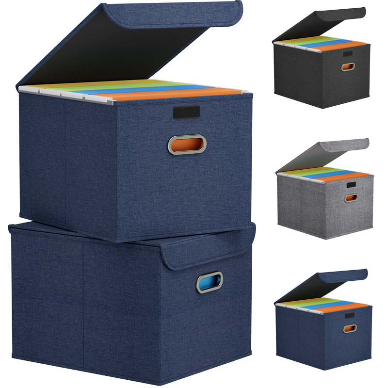 Boîte de rangement de dossiers avec couvercles, boîtes de rangement portables avec glissière en plastique, boîtes de rangement suspendues, rangement de documents pour fournitures de bureau à domicile, système de rangement de dossiers décoratifs ble