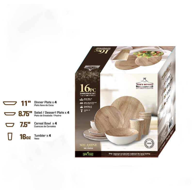 16 Pc Melamine Dinnerware Set