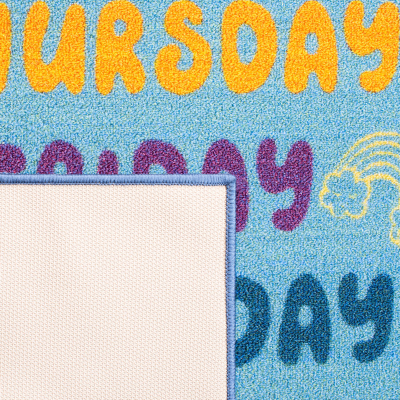 Educational Blue and Multicolor Kids Playhouse Rug, 5' x 7'