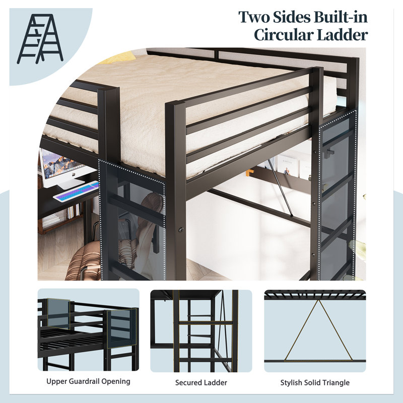 Loft Kids Bed with Desk and Bookcases, Twin, Black