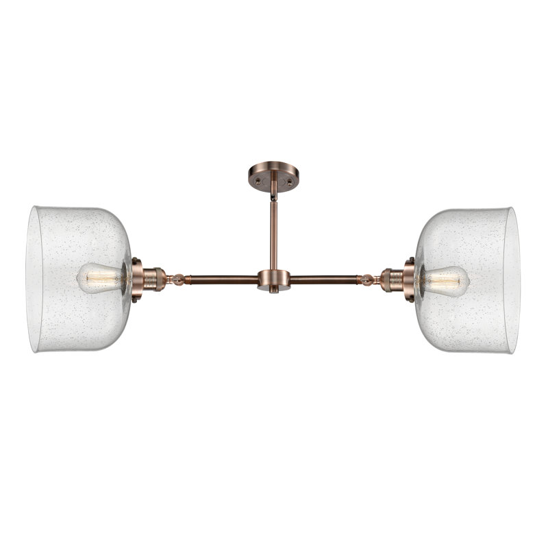 Bell 12" - 2 Light 21" Island Light, 6 Watt Vinage LED Bulb, Seedy, Antique Copper