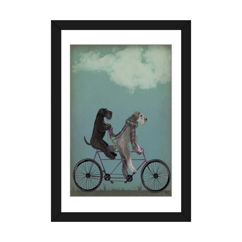 « schnauzer tandem », reproduction d’impression sur toile tendue Fab Funky, H 24 po x l 16 po x P 1 po, Blanc