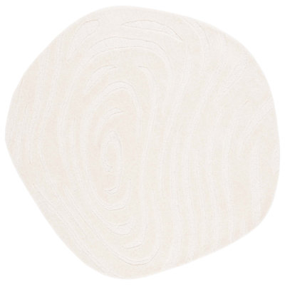 Tapis de couleur unie en coton touffeté à la main fantaisie ivoire