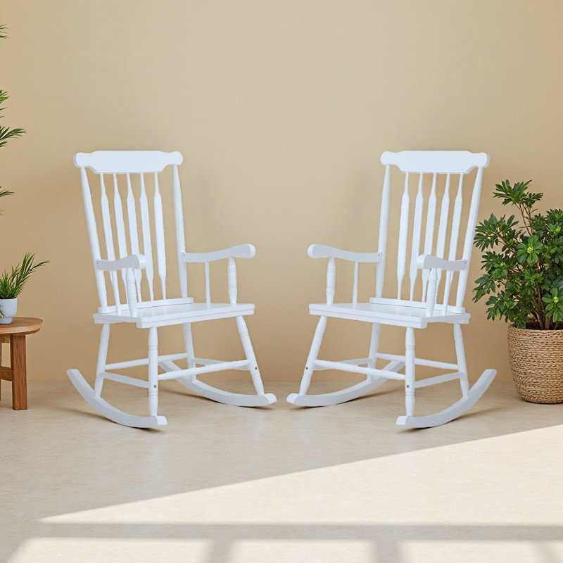 Chaise berçante d'extérieur en bois massif (ensemble de 2)
