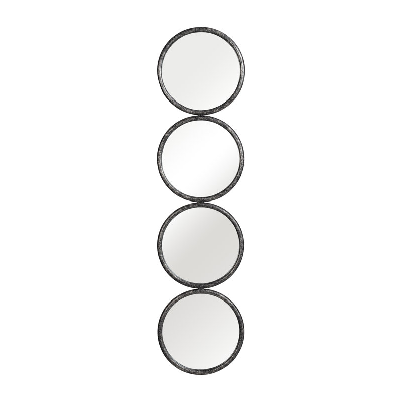 Seychelle Black Wood & Metal Round Wall Mirror - 48" Modern Decorative Accent for Home, Office, Bedroom, or Living Room