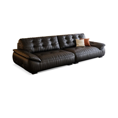 Black Genuine Leather Modular Modern sofa