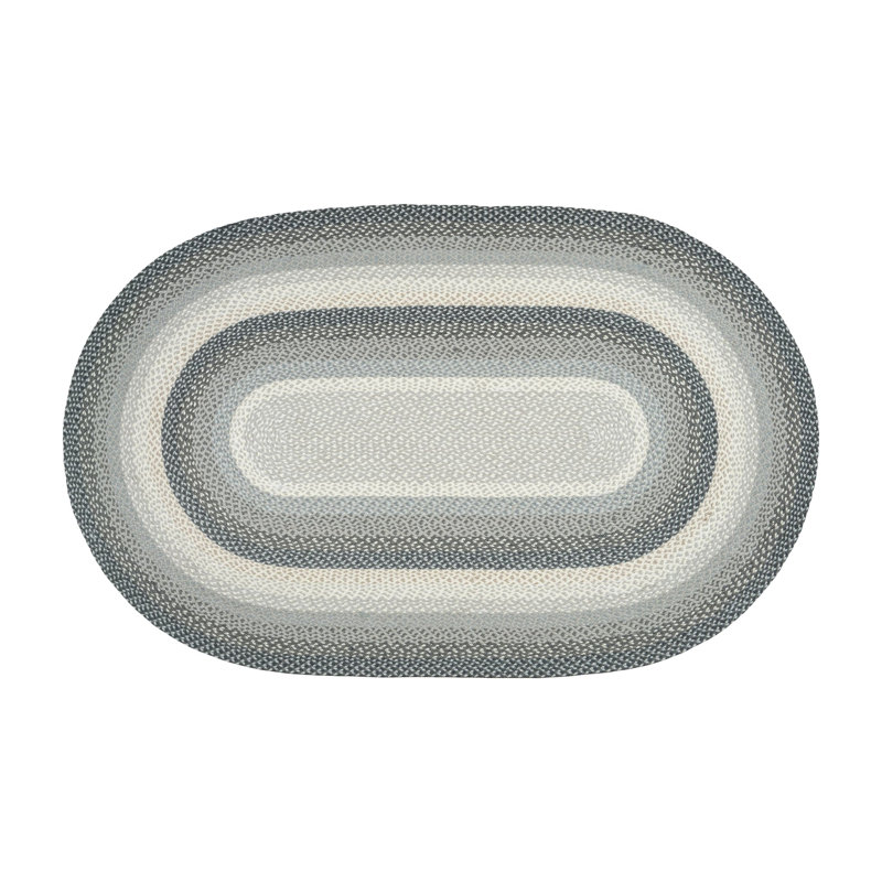  Tapis gris, sable et ivoire tressé ovale - Accent rustique fabriqué à la main, 5 pi x 8 pi