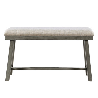Banc à hauteur de comptoir pour salle à manger, banc de finition gris en tissu texturé, pièce en bois