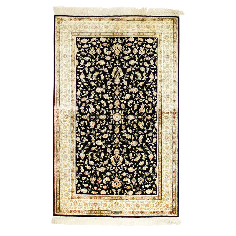 Tapis turc bleu marine et ivoire 3x5