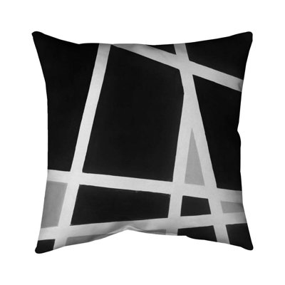 Black and white abstract lines - 16"x16" Outdoors Throw pillow - Spun poly - Print on demand