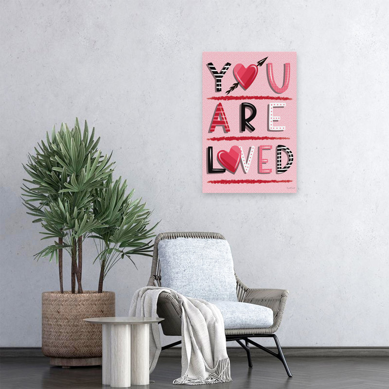 You Are Loved - Art typographique contemporain de la Saint-Valentin, H 16 po x l 24 po