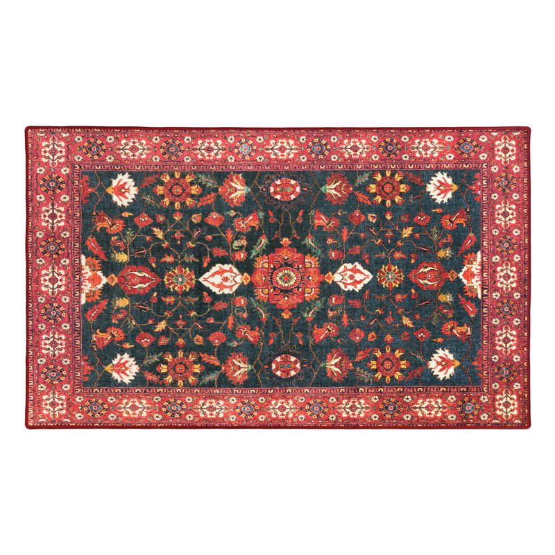 Tapis rouge / noir Ramage Indigo, Rectangle 3 pi x 5 pi