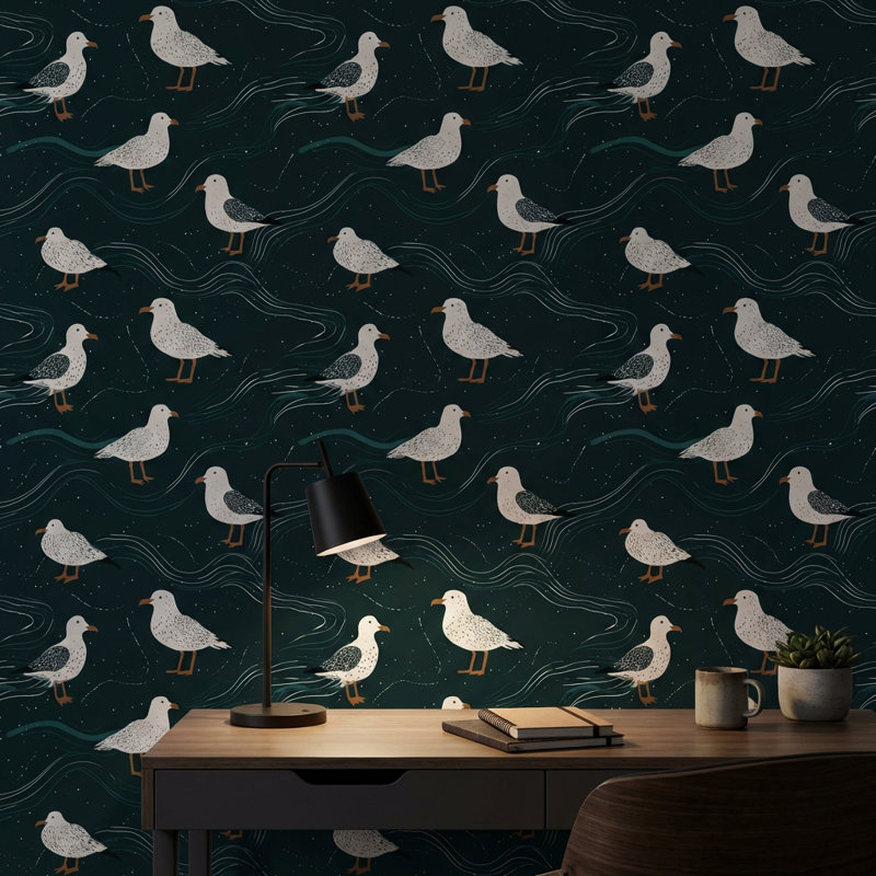 Papier peint abstrait mouettes, Non-collé