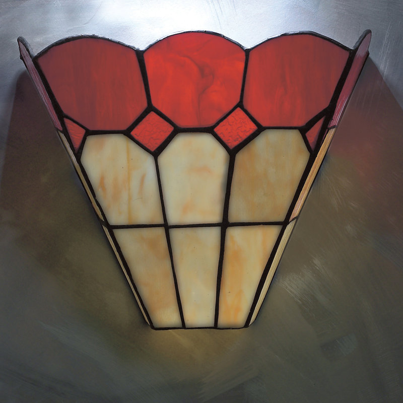 Springport Glass Flush Mounted Sconce, Beige/Red