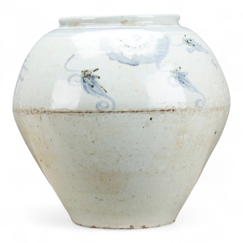 Porcelain Longevity Vase Celadon with Blue Accents