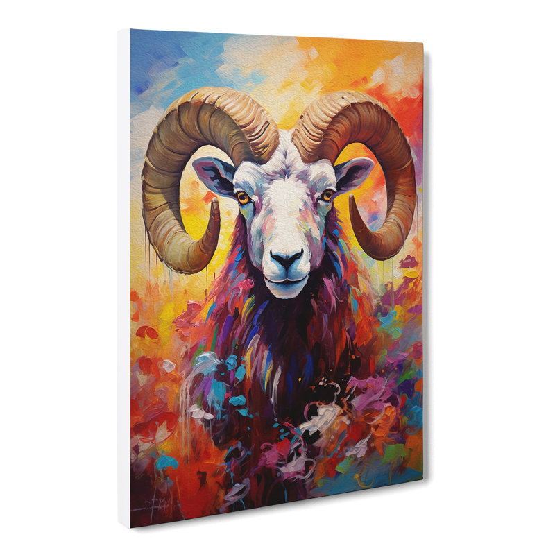 Ram Sheep Impressionism - Wrapped Canvas, 50cm H x 35cm W x 3cm D