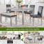 Ensemble de table de salle à manger 6 pièces en bois avec chaises rembourrées et banc, idéal pour les dîners de famille et les rassemblements formels, avec décoration en cristal-733022977-733022988-733022976