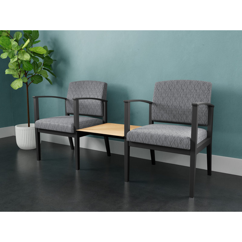 Structure tandem 2 places avec table centrale en acier Amherst, Érable naturel, Gris anthracite