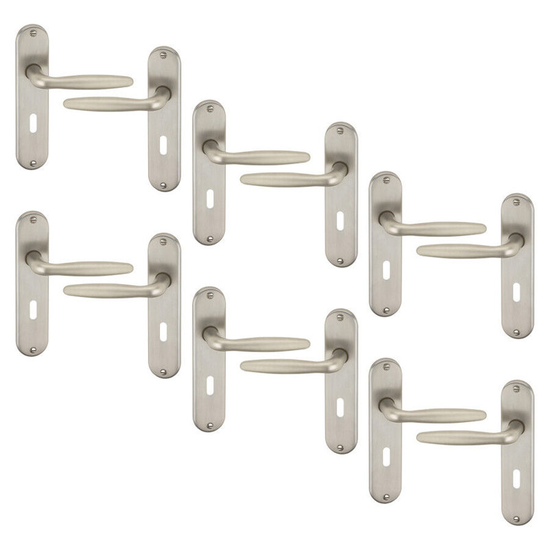 6x Urfic Rouen Metal Lever Latch Door Handles Set Rose Internal & External