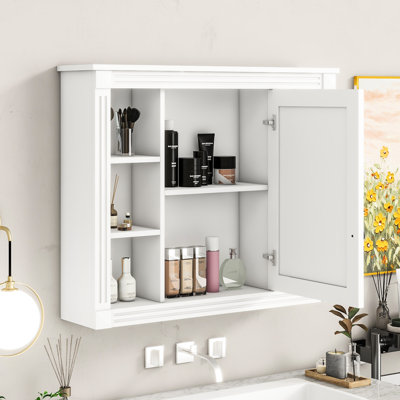 Bathroom Storage Cabinet With Mirror, 35'' X 28'', Build, Versatile Use Wall Mounted Cabinet, Materials, Modern Look