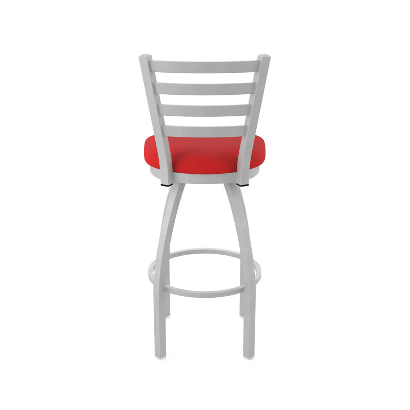 Jackie Swivel Stool, Anodized Nickel, Vinyl-Canter Red, Extra Tall (36" Seat Height)