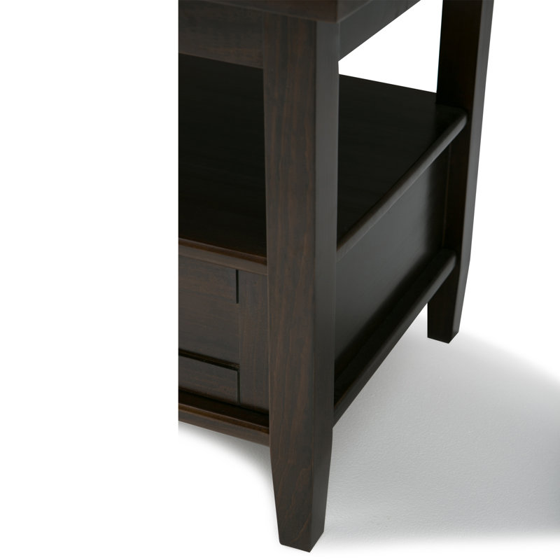 Tobacco Brown Rustic Solid Wood End Table with Storage