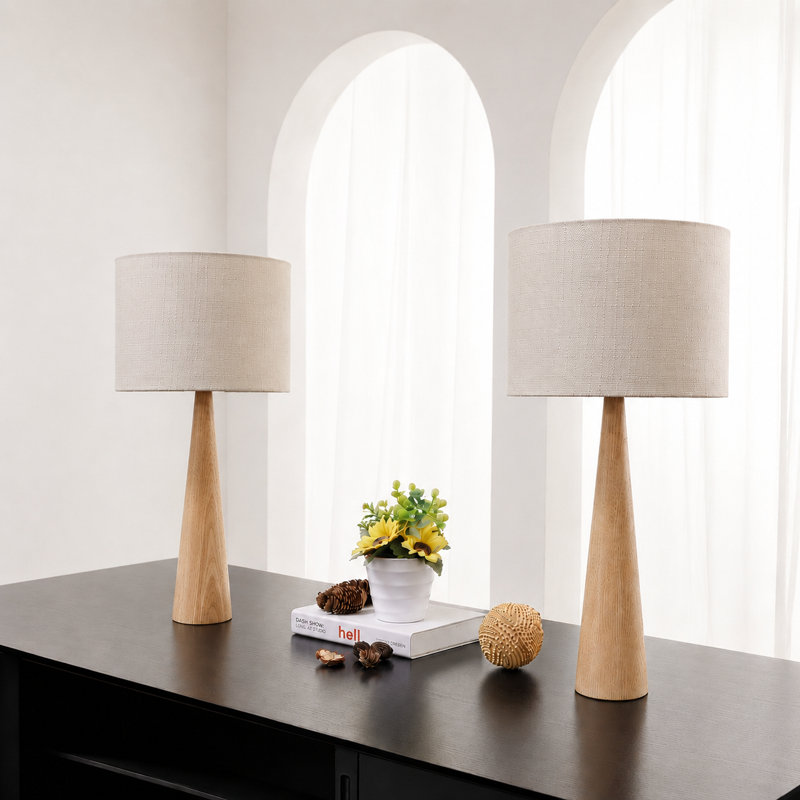 Manveen 20" Natural Solid Wood Table Lamp