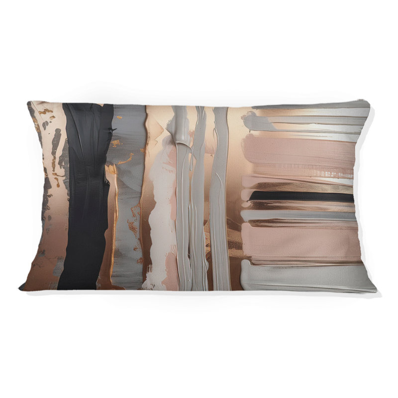 Or rose et formes roses en I contemporain - Coussin décoratif imprimé abstrait