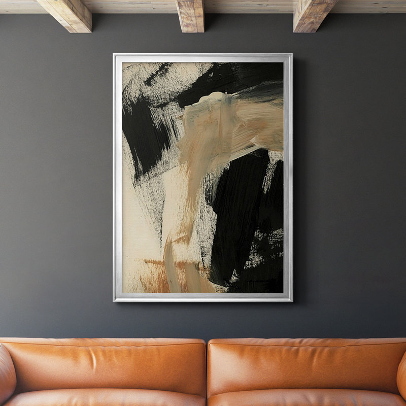 «Baked Paintstrokes IV», reproduction encadrée de qualité supérieure - prête à être suspendue, H 42,5 po x l 30,5 po, Argent