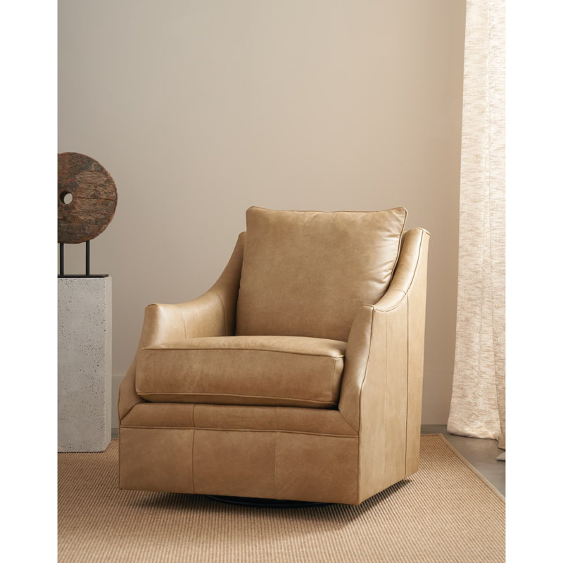 Butterscotch Kara Leather Swivel Glider