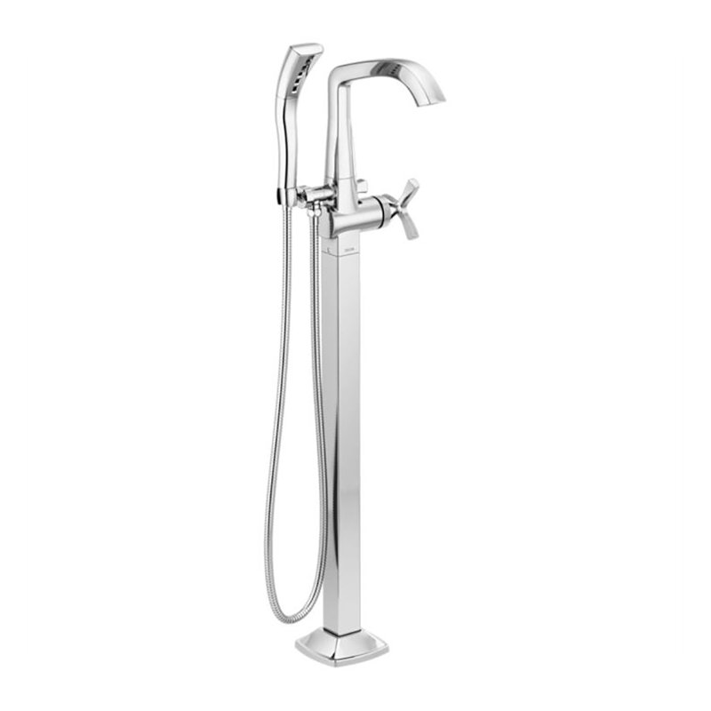 Stryke Single Handle Floor Mounted Freestanding Tub Filler Trim, Chrome