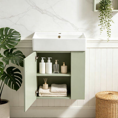 Meuble-lavabo flottant moderne 21,6 po avec lavabo en céramique