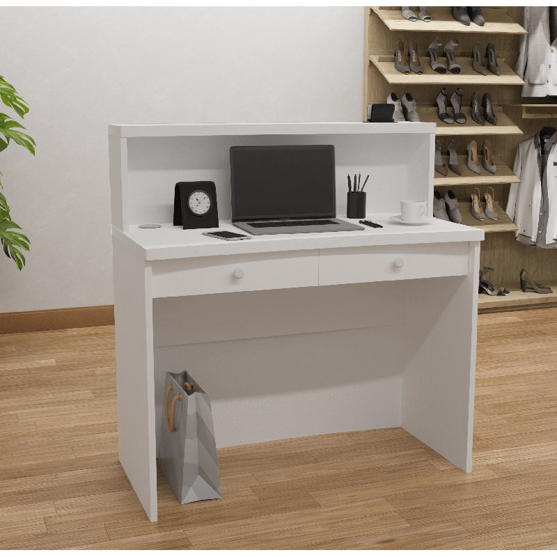 Bureau de réception mono avec comptoir de réception multifonctionnel, H 41,3 po x l 31,5 po x P 19,7 po