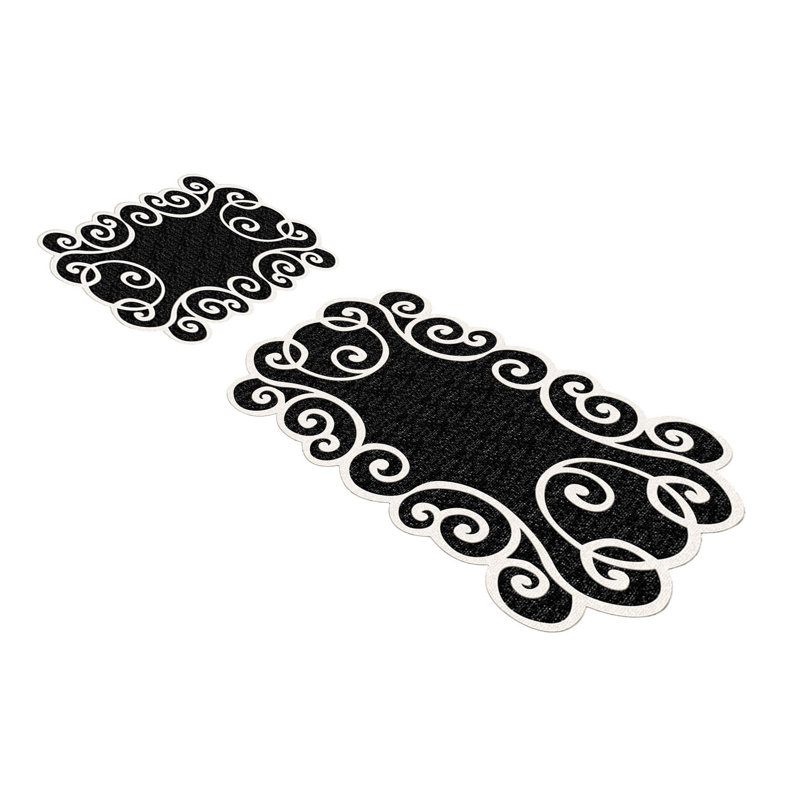 Ensemble de luxueux tapis de bain (2 pièces), noir et blanc, 19,7 po x 23,6 po et 23,6 po x 39,4 po | 100% polyester, 1 300 g / m², hauteur des poils: 0,4 po | Dessous antidérapant, antibactérien, lavable à la machine pour un entretien facile | Parfait pour les salles de bain élégantes