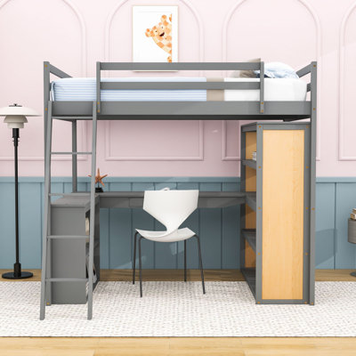 Hadees Full Platforms Loft Bed with Built-in-Desk by Harriet Bee