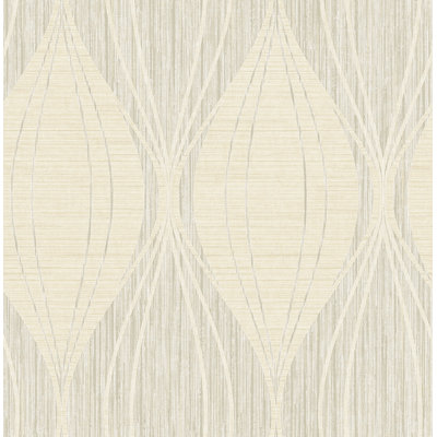  Papier peint coquille d'œuf Canary Ogee gris clair et métallique Designs