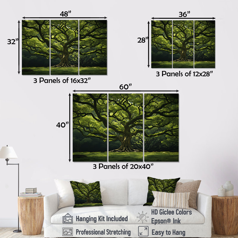 Ensemble de salon Green Tree Oaks Power Of Forest, Toile tendue, H 40 po x l 60 po x P 1 po