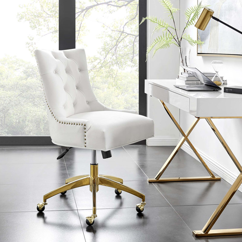 Chaise de bureau Regent, Blanc, Doré