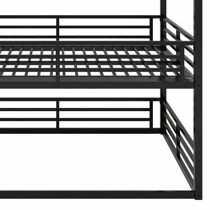 Metal Triple Bunk Bed With Safety Guardrails, Queen over Full XL over Queen