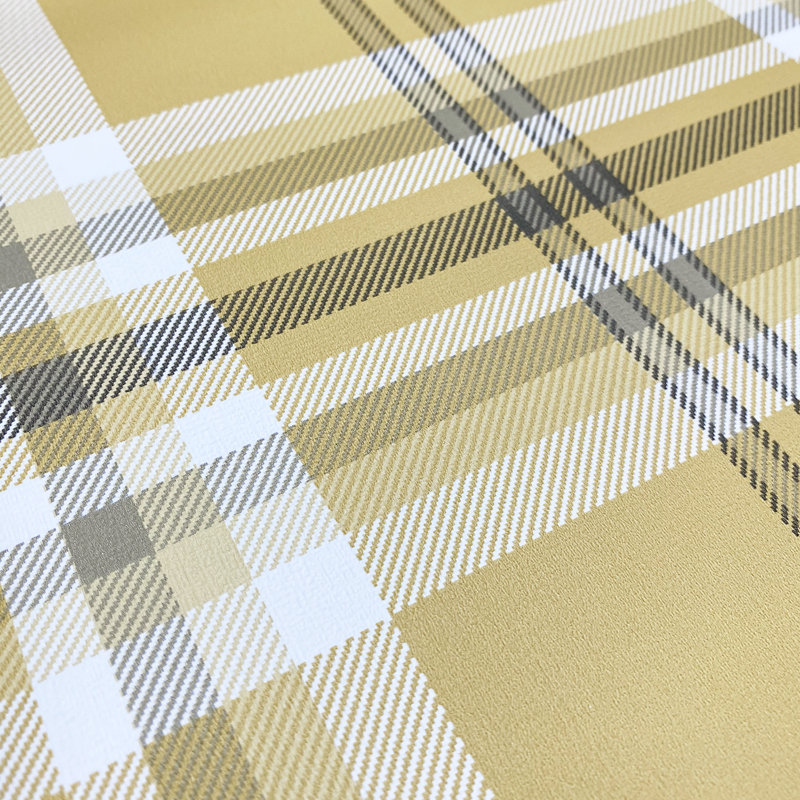 Elta Kelso Check 10.05m x 53cm Matte Wallpaper Roll, Ochre/White