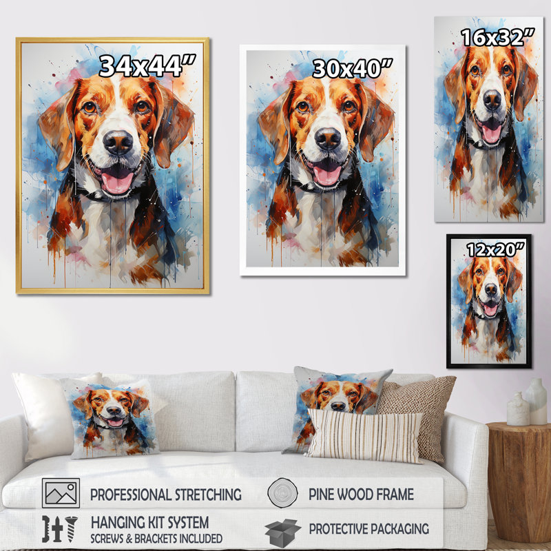 «Beagle Dog», reproduction d'art sur toile, animal mignon - Beagle Bliss III, Toile tendue, H 40 po x l 30 po x P 1,5 po