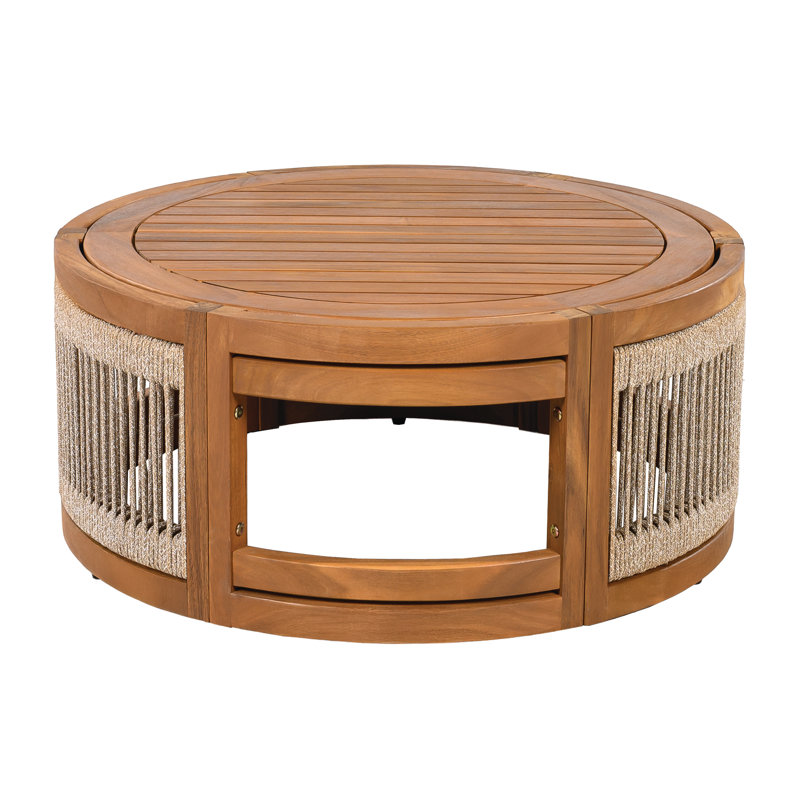 Brody Patio Acacia Wood & Woven Rope Coffee Table